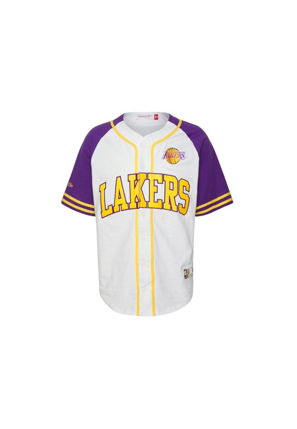 Mitchell & Ness - Jersey Los Angeles Lakers Practice Day Button Front. Kolor: biały. Materiał: jersey. Sport: koszykówka