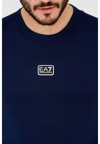 EA7 Emporio Armani - EA7 Granatowy t-shirt męski z naszywką z logo, Rozmiar S. Kolor: niebieski. Wzór: aplikacja