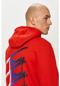 Tommy Jeans - Bluza. Okazja: na co dzień. Typ kołnierza: kaptur. Kolor: czerwony. Materiał: bawełna. Wzór: aplikacja. Styl: casual #1