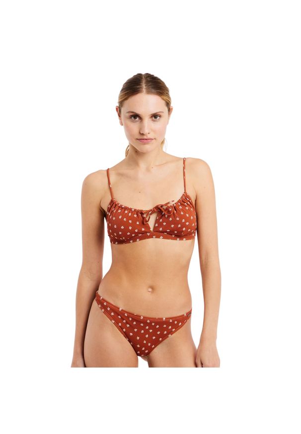 Damski 2-częściowy kostium kąpielowy Protest Prtaoi. Kolor: pomarańczowy, brązowy, wielokolorowy. Wzór: nadruk