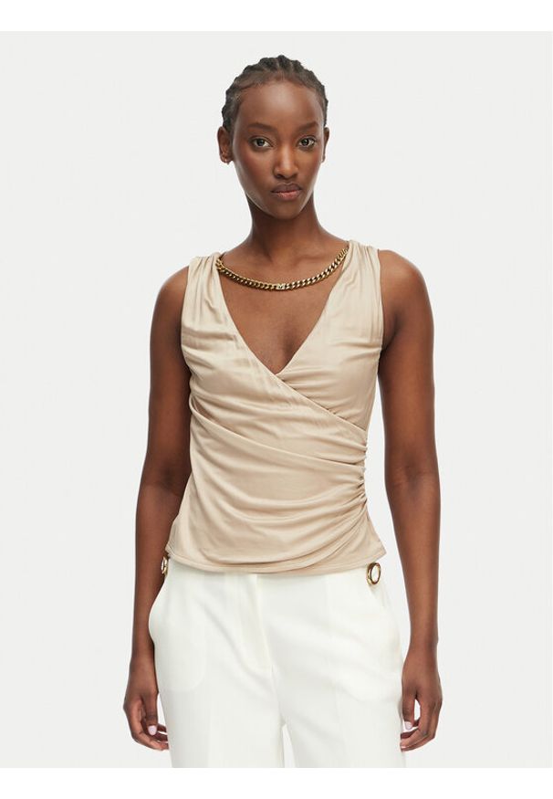 Marciano Guess Top G6GP11 K3617 Beżowy Slim Fit. Kolor: beżowy. Materiał: wiskoza