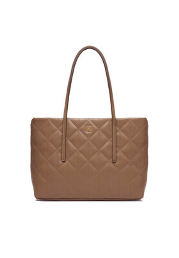 Calvin Klein Torebka Quilted Small Tote LV04F3325G Beżowy. Kolor: beżowy. Materiał: skórzane