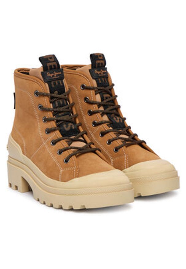 Pepe Jeans Trapery Hale Basic W PLS500006 Brązowy. Kolor: brązowy. Materiał: zamsz, skóra