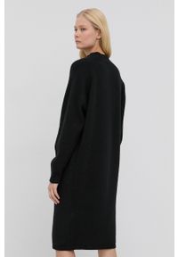 Hugo Sukienka z domieszką wełny 50469600 kolor czarny mini prosta. Kolor: czarny. Materiał: wełna. Długość rękawa: raglanowy rękaw. Typ sukienki: proste. Długość: mini #3