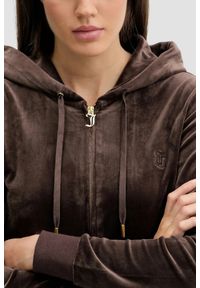 Juicy Couture - JUICY COUTURE Czekoladowa bluza damska Robertson Hoodie, Rozmiar L. Okazja: na co dzień. Kolor: brązowy. Materiał: materiał. Styl: klasyczny, casual #4
