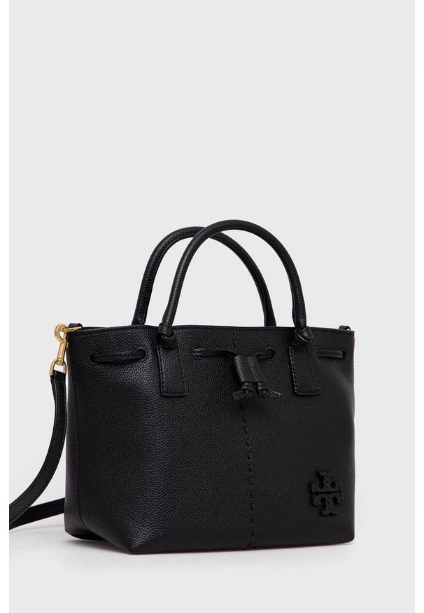 Tory Burch Torebka skórzana kolor czarny. Kolor: czarny. Materiał: skórzane. Rodzaj torebki: na ramię