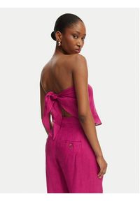 Marella Spodnie materiałowe Solista 2613131114 Różowy Relaxed Fit. Kolor: różowy. Materiał: len #2