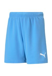 Spodenki piłkarskie dla dzieci Puma teamRISE Short Jr. Kolor: biały, wielokolorowy, niebieski
