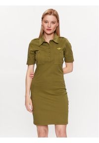 Aeronautica Militare Sukienka codzienna 231VF633DP192 Zielony Slim Fit. Okazja: na co dzień. Kolor: zielony. Materiał: bawełna. Typ sukienki: proste. Styl: casual