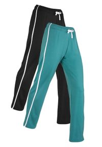 Spodnie dresowe bawełniane (2 pary), długie, Level 1 bonprix czarny + matowy kobaltowy. Kolor: czarny. Materiał: dresówka, bawełna. Długość: długie. Styl: sportowy #1