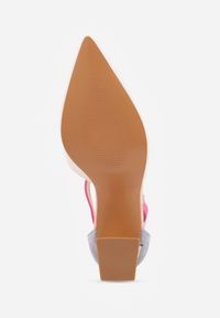 Renee - Beżowo-Różowe Czółenka na Stożku Ozdobione Paskiem Wokół Kostki i Metaliczną Aplikacją Tiliri. Okazja: na spotkanie biznesowe, do pracy. Zapięcie: pasek. Kolor: beżowy. Materiał: jedwab, satyna. Wzór: aplikacja. Obcas: na stożku. Styl: biznesowy, elegancki, wizytowy. Wysokość obcasa: średni #9