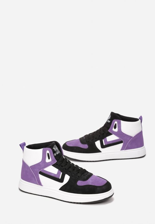 Renee - Fioletowo-Białe Sneakersy Maeramia. Okazja: na co dzień. Kolor: fioletowy. Materiał: jersey, jeans