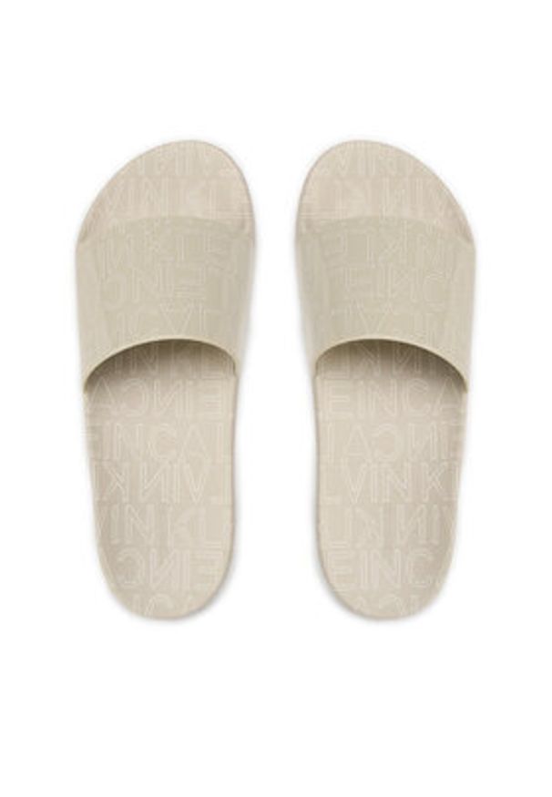 Calvin Klein Klapki Pool Slide Rubber HM0HM01062 Beżowy. Kolor: beżowy