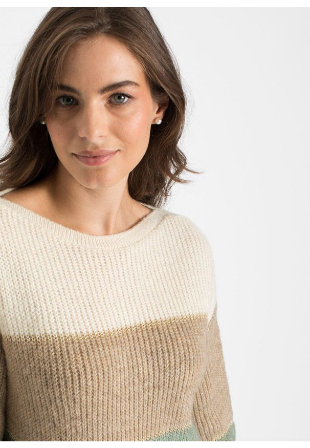 bonprix - Sweter. Kolor: beżowy