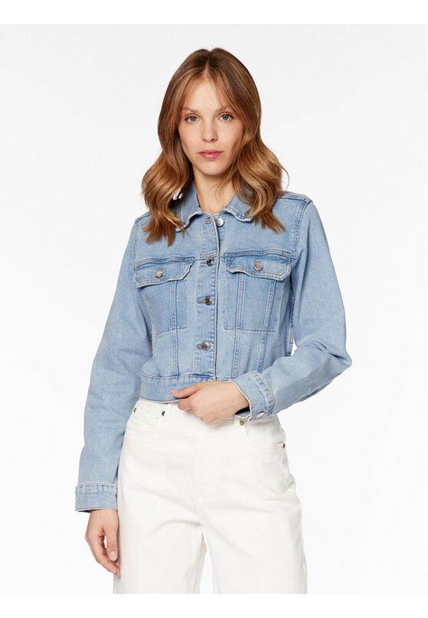 Kurtka jeansowa Gina Tricot. Kolor: niebieski. Materiał: jeans, bawełna