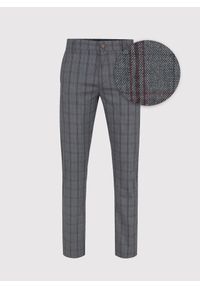 Pako Lorente - PAKO LORENTE – Szare spodnie męskie w bordową kratę. Okazja: na co dzień. Kolor: czerwony, szary, wielokolorowy. Materiał: poliester, wiskoza. Styl: casual #1