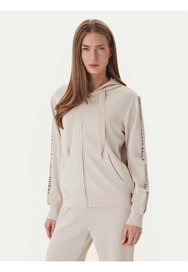 Guess Bluza W6GQ03 K2656 Beżowy Regular Fit. Kolor: beżowy. Materiał: syntetyk