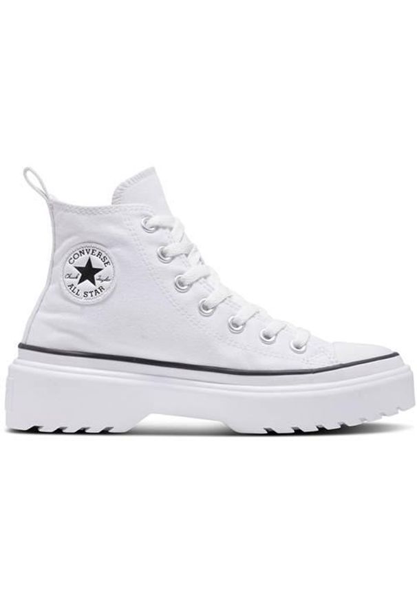 Buty do chodzenia dla dzieci Converse Chuck Taylor All Star Lugged Lift Platform. Wysokość cholewki: za kostkę. Zapięcie: sznurówki. Kolor: biały. Materiał: materiał, tkanina. Szerokość cholewki: normalna. Model: Converse All Star. Sport: turystyka piesza