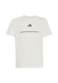 Adidas - Koszulka adidas Boys Slogan Single Jersey Kids. Kolor: biały. Materiał: jersey