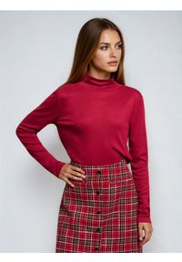 Sinsay - Bluzka z długimi rękawami z golfem - czerwony. Typ kołnierza: golf. Kolor: czerwony. Długość rękawa: długi rękaw. Długość: długie