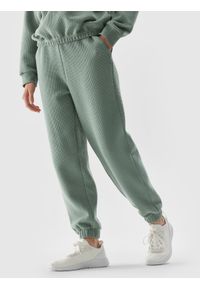 4f - Spodnie dresowe joggery damskie - morskie. Kolor: zielony. Materiał: dresówka