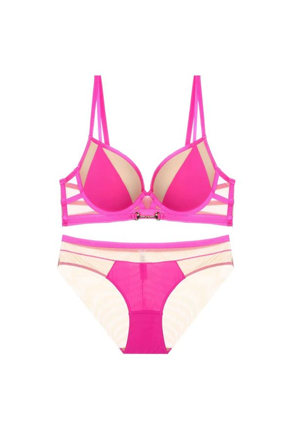 Intica - Komplet bielizny z podtrzymującym biustonoszem i figami Botakoz. Kolor: różowy. Materiał: materiał