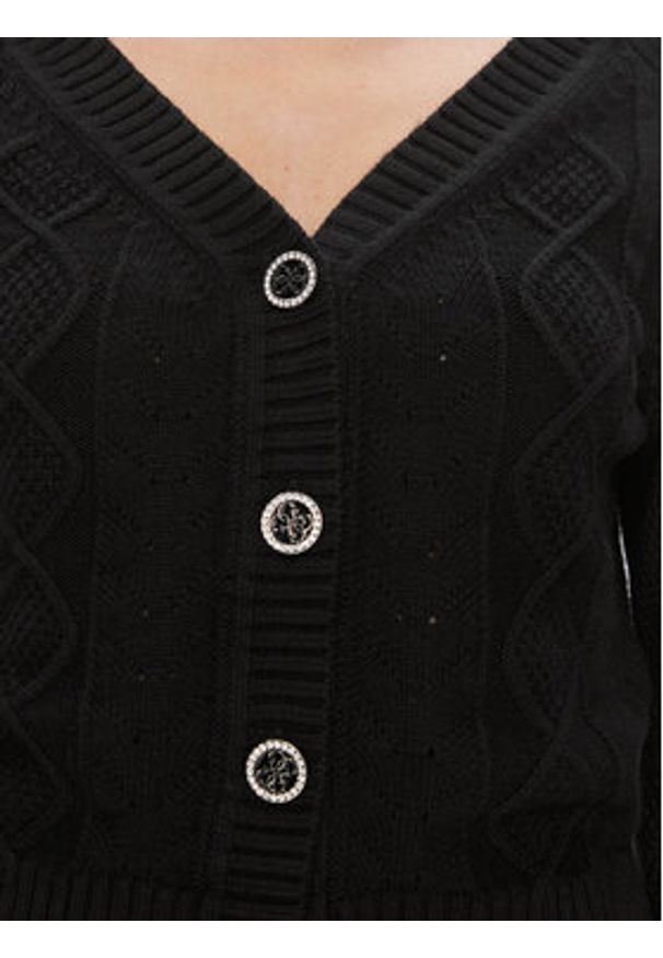 Guess Kardigan W4RR12 Z37L1 Czarny Regular Fit. Kolor: czarny. Materiał: bawełna, syntetyk