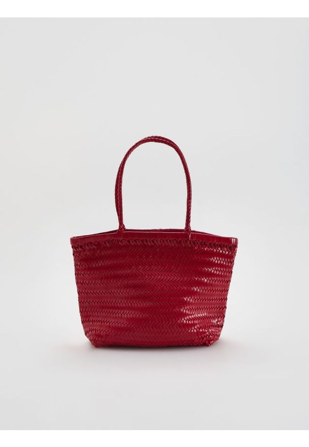 Reserved - Pleciona torebka koszyk - czerwony. Kolor: czerwony