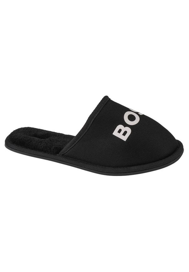 BOSS - Kapcie Boss Logo Slippers Jr J29312-09B czarne. Kolor: czarny. Materiał: syntetyk. Szerokość cholewki: normalna. Sport: turystyka piesza