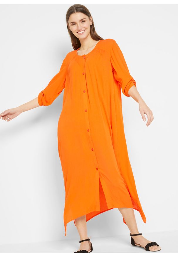 bonprix - Sukienka kaftanowa ze zrównoważonej wiskozy. Kolor: pomarańczowy. Materiał: wiskoza