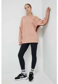 Adidas by Stella McCartney - adidas by Stella McCartney bluza dresowa kolor pomarańczowy gładka. Kolor: pomarańczowy. Materiał: dresówka. Wzór: gładki #4