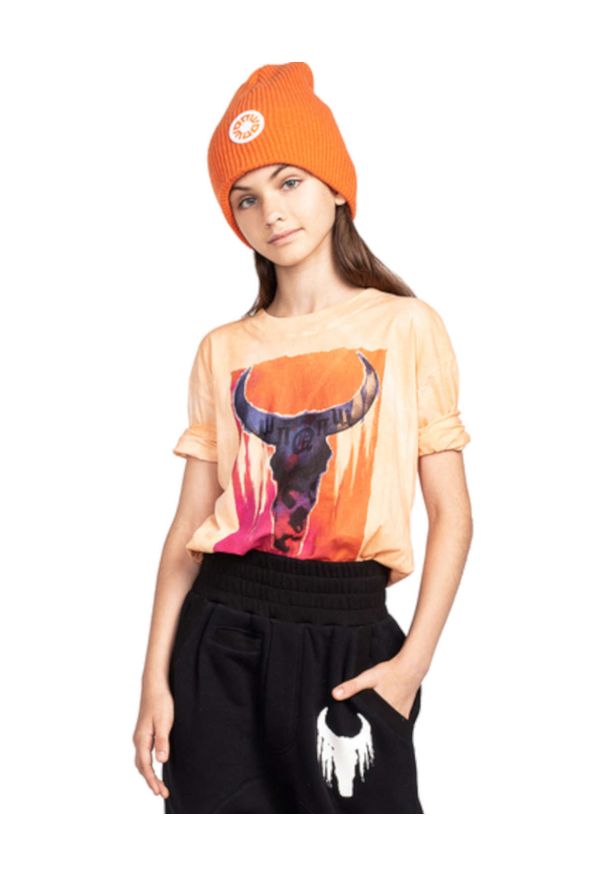 ROBERT KUPISZ - Pomarańczowy t-shirt Kids Crazy Bull. Kolor: pomarańczowy. Materiał: bawełna. Wzór: kolorowy, nadruk