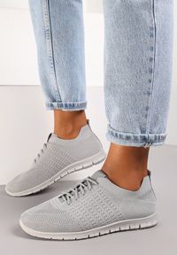 Renee - Szare Buty Sportowe Klymyllis. Wysokość cholewki: przed kostkę. Nosek buta: okrągły. Kolor: szary. Materiał: jeans, dresówka, materiał. Szerokość cholewki: normalna. Wzór: jednolity, aplikacja. Obcas: na płaskiej podeszwie #4