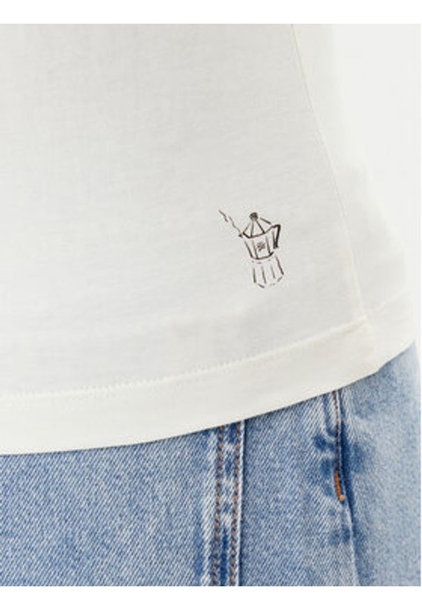 Karl Lagerfeld - KARL LAGERFELD T-Shirt A2W17087 Écru Regular Fit. Typ kołnierza: dekolt w karo. Materiał: bawełna