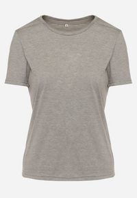 Born2be - Ciemnoszary Gładki T-shirt z Krótkim Rękawem Elldora. Okazja: na co dzień. Kolor: szary. Materiał: bawełna, jeans. Długość rękawa: krótki rękaw. Długość: krótkie. Wzór: gładki. Styl: casual #4