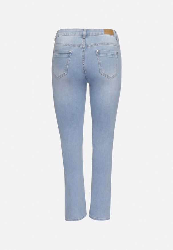 Born2be - Niebieskie Jeansy Skinny z Ozdobnymi Przetarciami Neveloria. Okazja: na co dzień. Kolor: niebieski. Styl: klasyczny, elegancki, casual