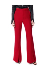 AGGI - Czerwone spodnie z rozcięciami Monica. Kolor: czerwony. Materiał: jedwab. Wzór: ze splotem #1