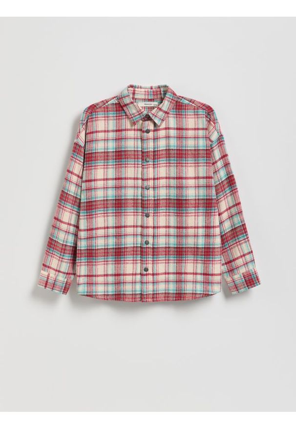 Reserved - Bawełniana koszula w kratę - czerwony. Kolor: czerwony. Materiał: bawełna