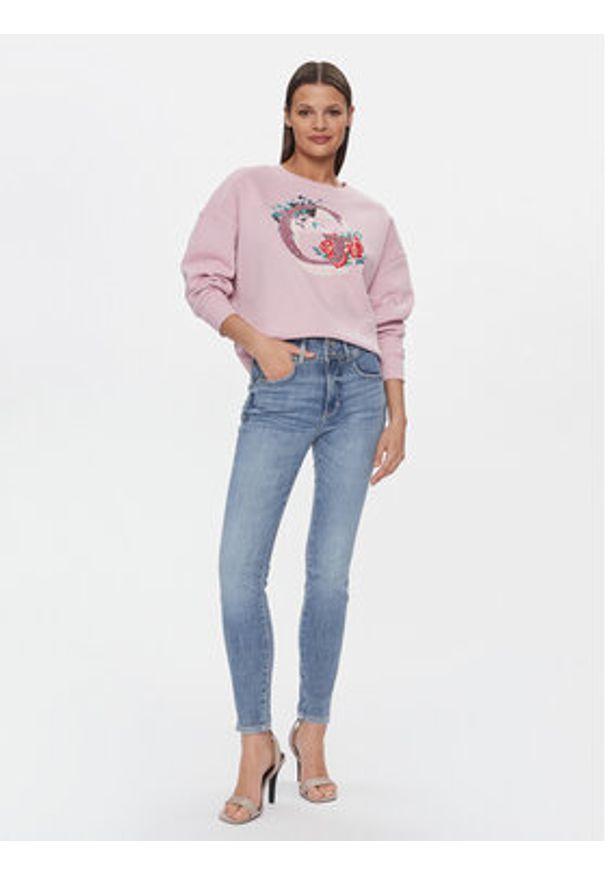 Guess Bluza W4RQ11 K9Z21 Różowy Regular Fit. Kolor: różowy. Materiał: bawełna, syntetyk