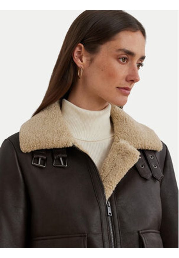 Lauren Ralph Lauren - LAUREN RALPH LAUREN Kurtka z imitacji skóry 297957530001 Brązowy Regular Fit. Kolor: brązowy. Materiał: skóra