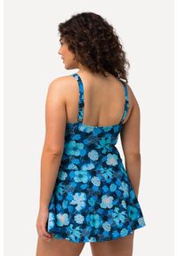 ULLA POPKEN - Damska Sukienka Kąpielowa wzór w kwiaty miękkie miseczki w kopertowym stylu. Kolekcja: plus size. Kolor: niebieski. Materiał: poliamid, materiał, elastan. Wzór: kwiaty #2