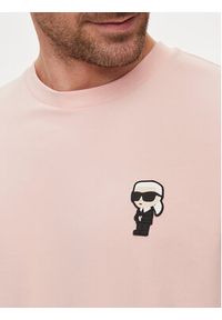 Karl Lagerfeld - KARL LAGERFELD T-Shirt 755027 542221 Różowy Regular Fit. Typ kołnierza: dekolt w karo. Kolor: różowy. Materiał: bawełna #4