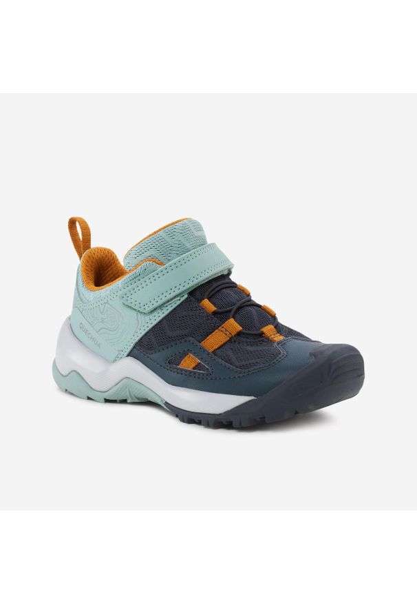 quechua - Buty turystyczne dla dzieci Quechua Crossrock. Kolor: zielony, szary, wielokolorowy. Materiał: kauczuk. Szerokość cholewki: normalna. Sport: wspinaczka, turystyka piesza