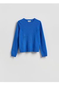 Reserved - Wełniany sweter - niebieski. Kolor: niebieski. Materiał: wełna