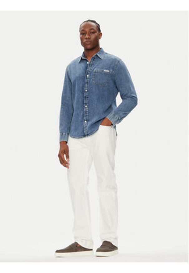 Calvin Klein Jeans Koszula jeansowa LV040EM774 Niebieski Regular Fit. Kolor: niebieski. Materiał: bawełna