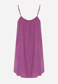 Renee - Fioletowa Casualowa Sukienka z Wiskozy o Prostym Kroju z Ramiączkami z Regulacją Wilantia. Okazja: na co dzień. Kolor: fioletowy. Materiał: wiskoza. Długość rękawa: na ramiączkach. Wzór: kolorowy. Typ sukienki: proste. Styl: casual #5