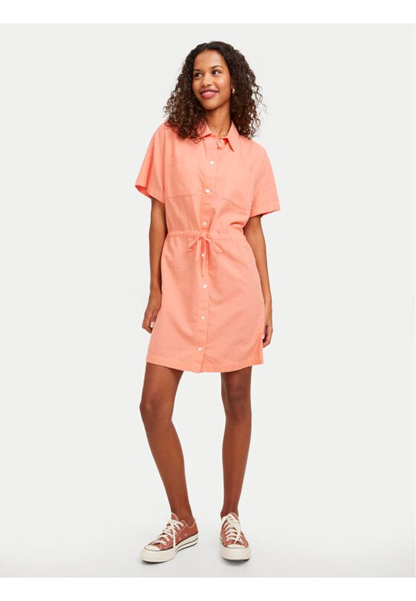 JJXX Sukienka koszulowa Sana 12249747 Pomarańczowy Relaxed Fit. Kolor: pomarańczowy. Materiał: bawełna. Typ sukienki: koszulowe