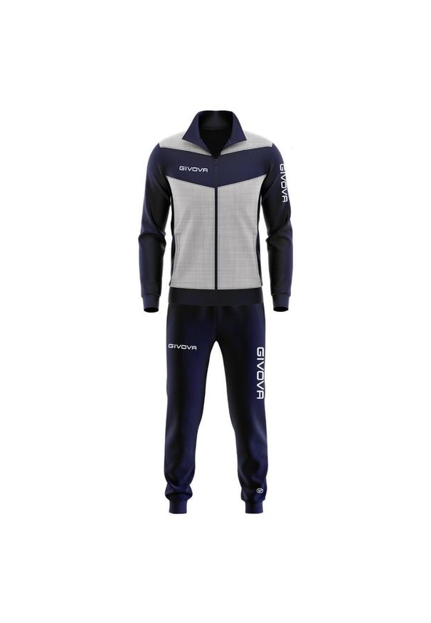 Givova Luxury Sport Set 4xl - jasnoszary/niebieski, oddychający bawełna. Kolor: wielokolorowy, niebieski. Materiał: bawełna. Sport: piłka nożna