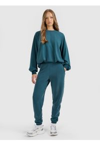 4f - 4F Spodnie dresowe joggery z modalem damskie - turkusowe XXL. Kolor: turkusowy. Materiał: dresówka. Wzór: gładki #1