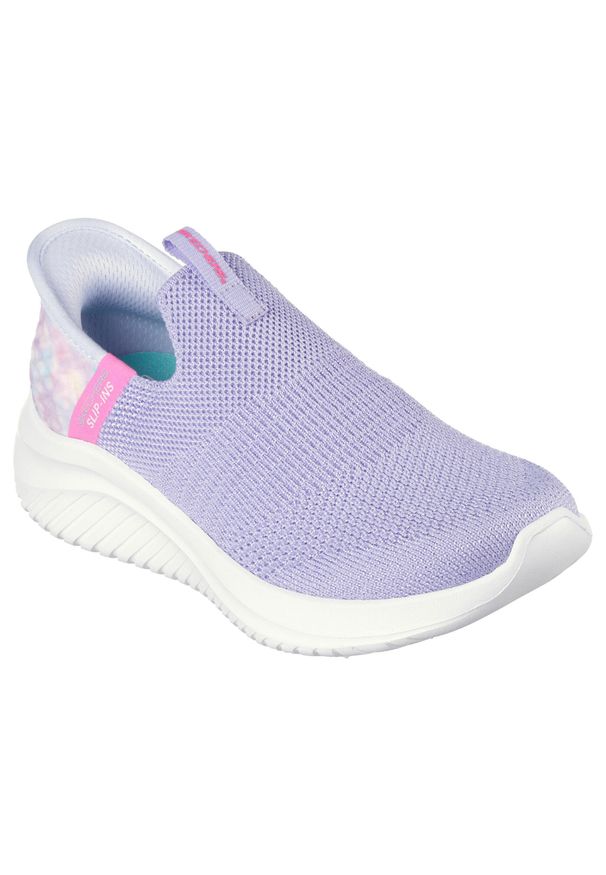 skechers - Buty do chodzenia dla dzieci Skechers Ultra Flex 3.0 Col Slip-ins. Kolor: fioletowy, wielokolorowy, różowy. Materiał: syntetyk, materiał, tkanina, guma. Sport: turystyka piesza